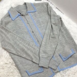 Elegant Gray and Blue Men's Cardigan